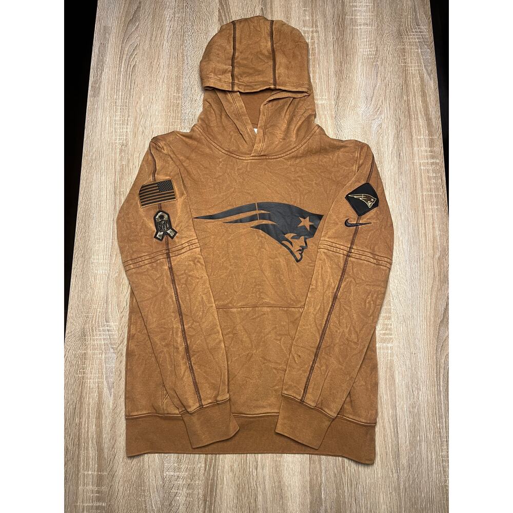 New England Patriots Brown Nike Salute To Service Hoodie Sweatshirt Youth Large